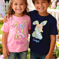Conejito de graffiti fluorescente personalizado 100% algodón Camiseta infantil con nombre Trajes de fiesta Atrezzo fotográfico Pascua Día del niño Regalo para niños pequeños