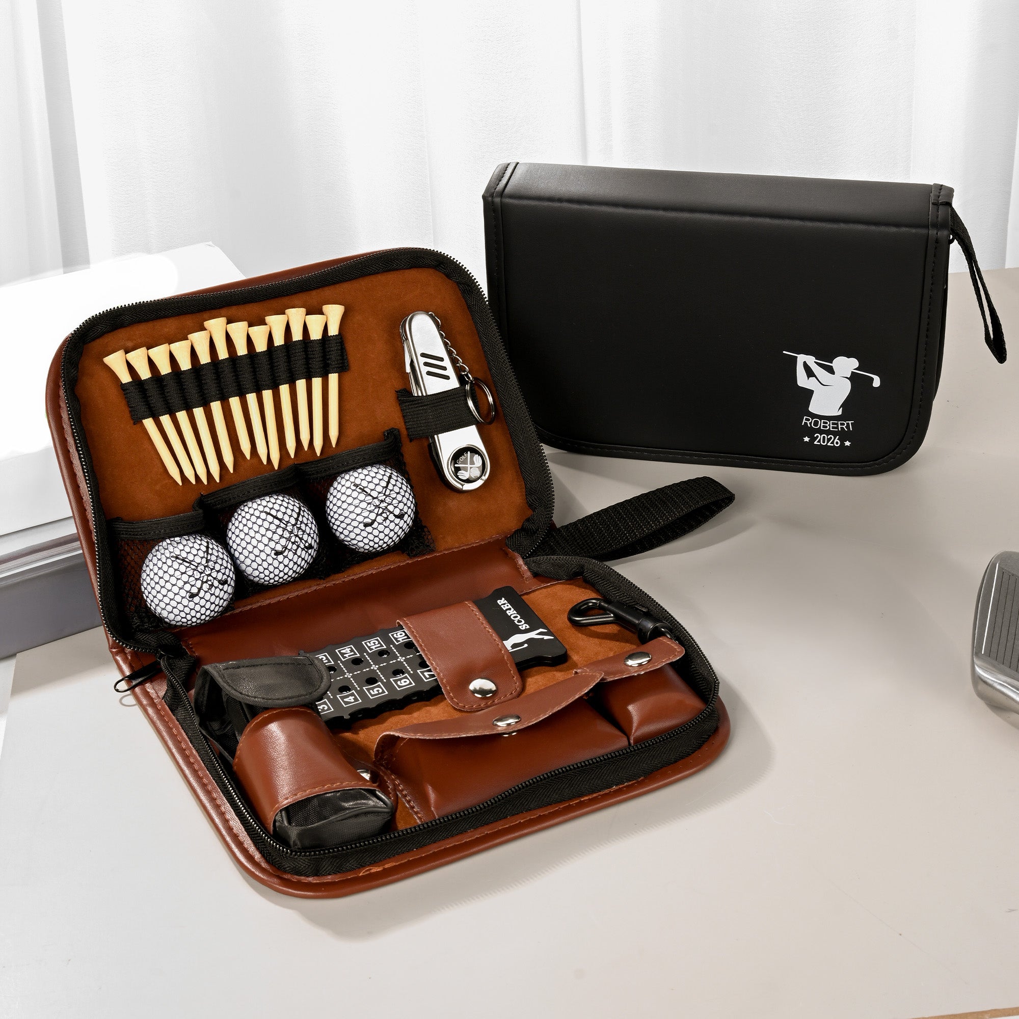 Estuche organizador y set de herramientas de golf personalizados con monograma y nombre Día del Padre Cumpleaños Día del Juego Regalo para amante del golf