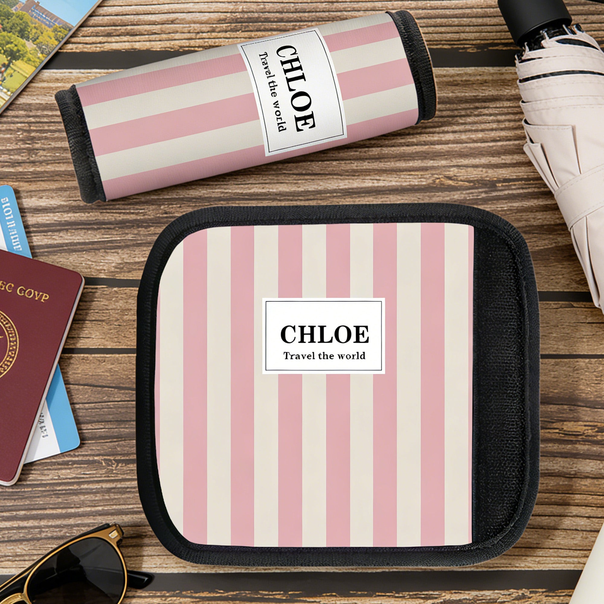 Fundas de asa de equipaje personalizadas con nombre y texto Accesorios de viaje Regalo de cumpleaños para los amantes de los viajes