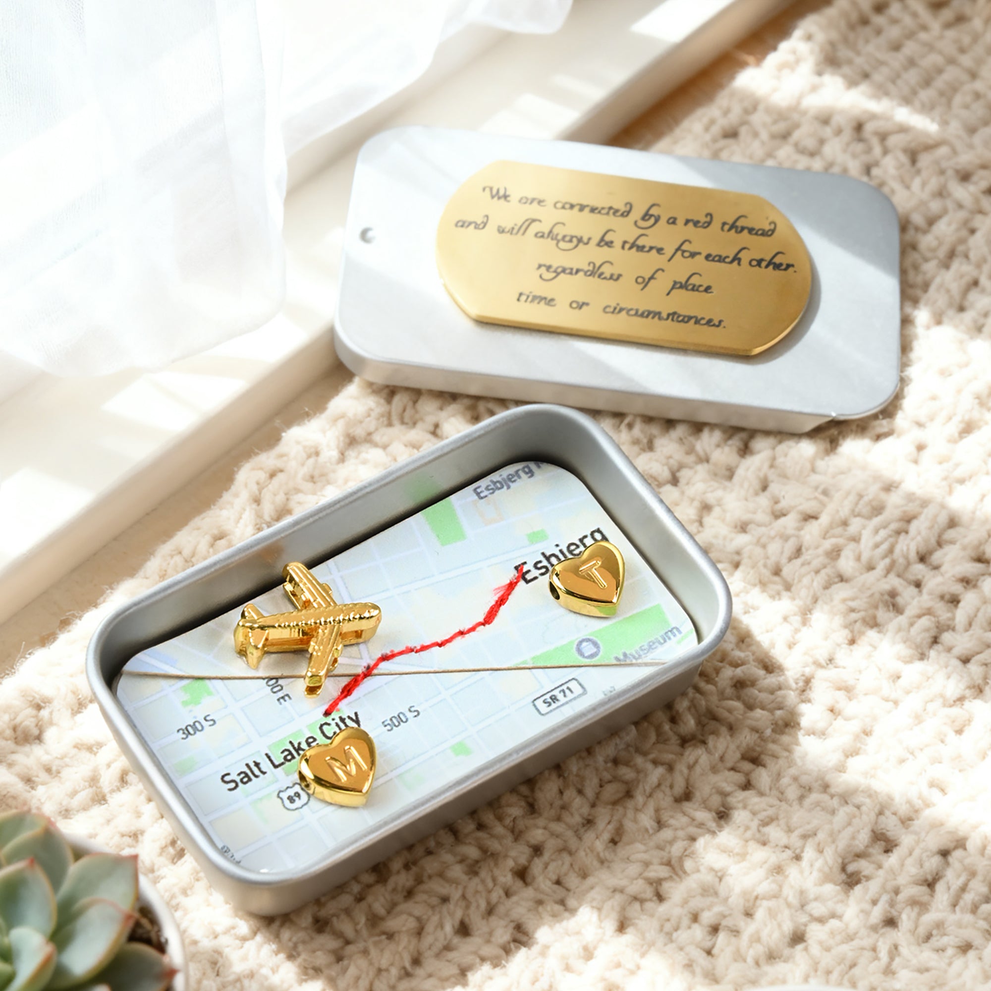 Caja personalizada para mapas de avión con inicial y dirección Regalo de aniversario de Navidad para pareja
