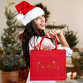 Personalizado Bling Rhinestone Nombre Grande Bolsa de yute rojo Uso diario Cumpleaños Navidad Regalo para la familia Amigos