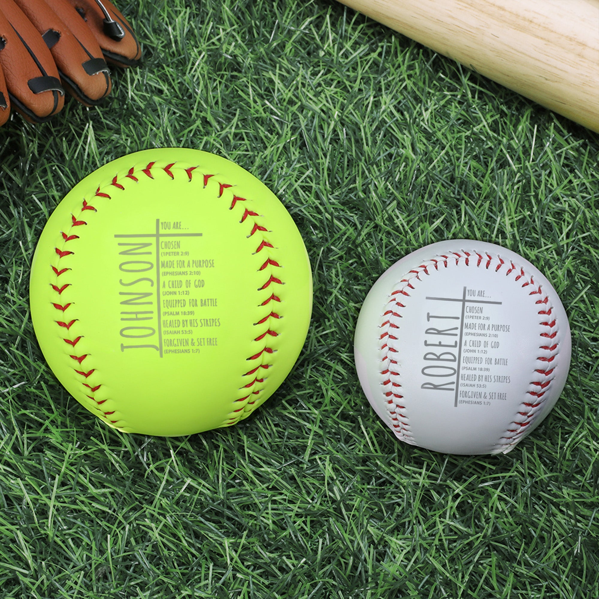 Personalizado You Are Chosen Biblia Versículo Diseño Béisbol Softball con Nombre Grabado Bautizo Cumpleaños Regalo para Cristianos Amantes del Deporte