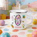 Conejito de Pascua Personalizado Huevos de Pascua Inicial 12 oz Taza de Esmalte con Nombre Uso Diario Feliz Pascua Regalo para Niños Niñas