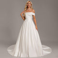 Bridal Wedding Dress Ivory Long Off the Shoulder Ball-Gown Princess Satin