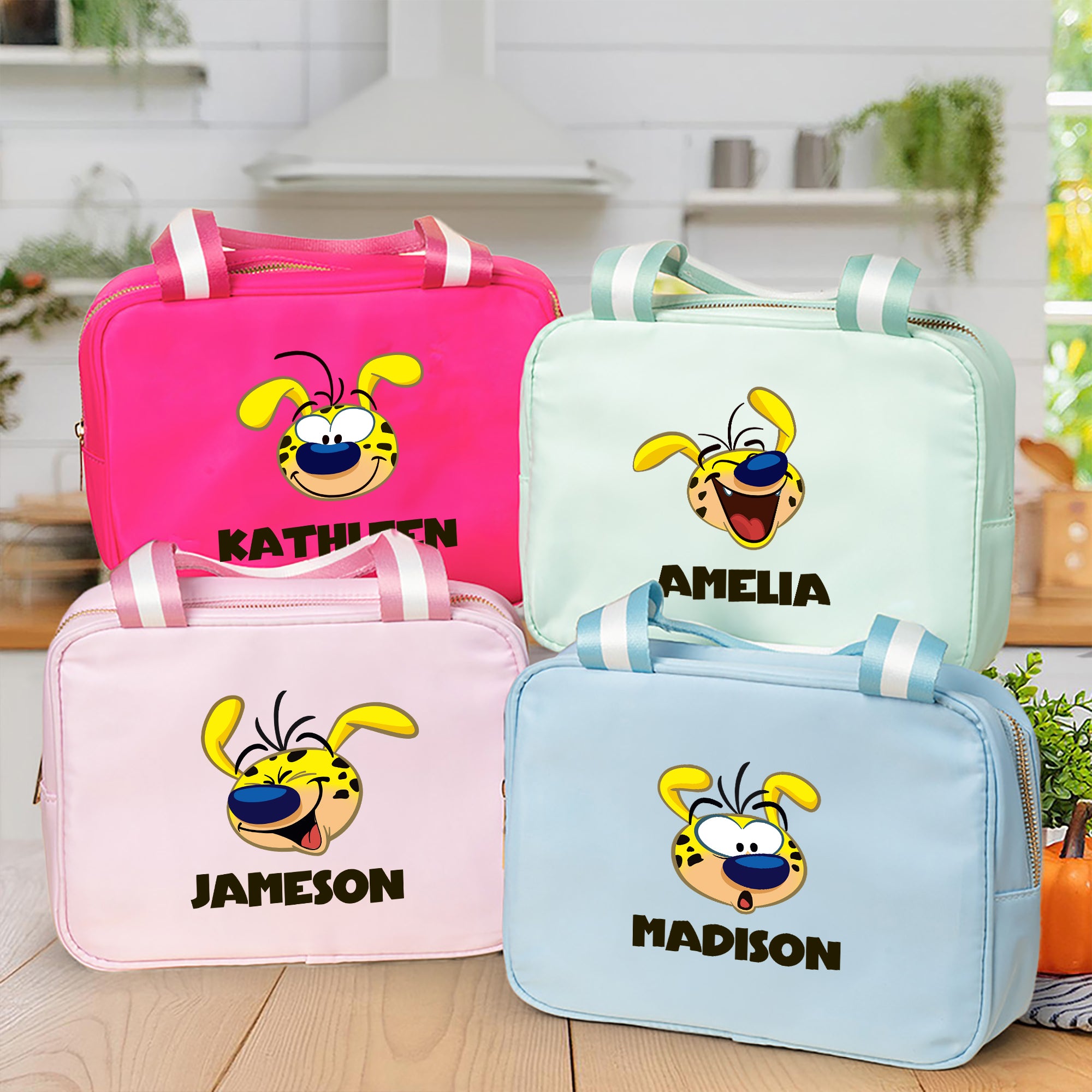 Bolsa de almuerzo Marsupilami personalizada con nombre, multicolor, regalo de vuelta al cole para profesores Kids丨Callie × Marsupilami