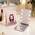 Personalizado de dibujos animados de personajes femeninos Nacimiento Flor LED Maquillaje Espejo de bolsillo con nombre Viajes Uso diario Cumpleaños Boda Regalo para Mujeres Besties