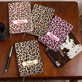 Cuaderno A5 personalizado con estampado de leopardo y vaca de las Highlands Regalo de cumpleaños para estudiantes
