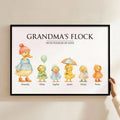 Personalizado lindo pato de la familia de la abuela del rebaño de pintura decorativa de lienzo con nombre de decoración del hogar Día de la Madre Cumpleaños de regalo para mamá abuela abuelo