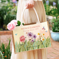 Jardín de la abuela personalizado 2-15 Flores de nacimiento Bolsa de yute grande con nombres y año Cumpleaños Aniversario Regalo para la familia
