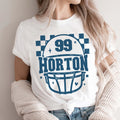 Personalizada de Fútbol a cuadros Casco Camiseta Sudadera Sudadera con capucha con nombre y número de desgaste diario del día del partido de Navidad de regalo para los amantes de los jugadores de fútb