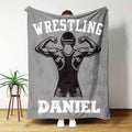 Personalizada Multicolor Lucha Siluetas Suave manta con nombre y texto Decoración del hogar Juego Cumpleaños Aniversario Regalo para los amantes de la lucha libre