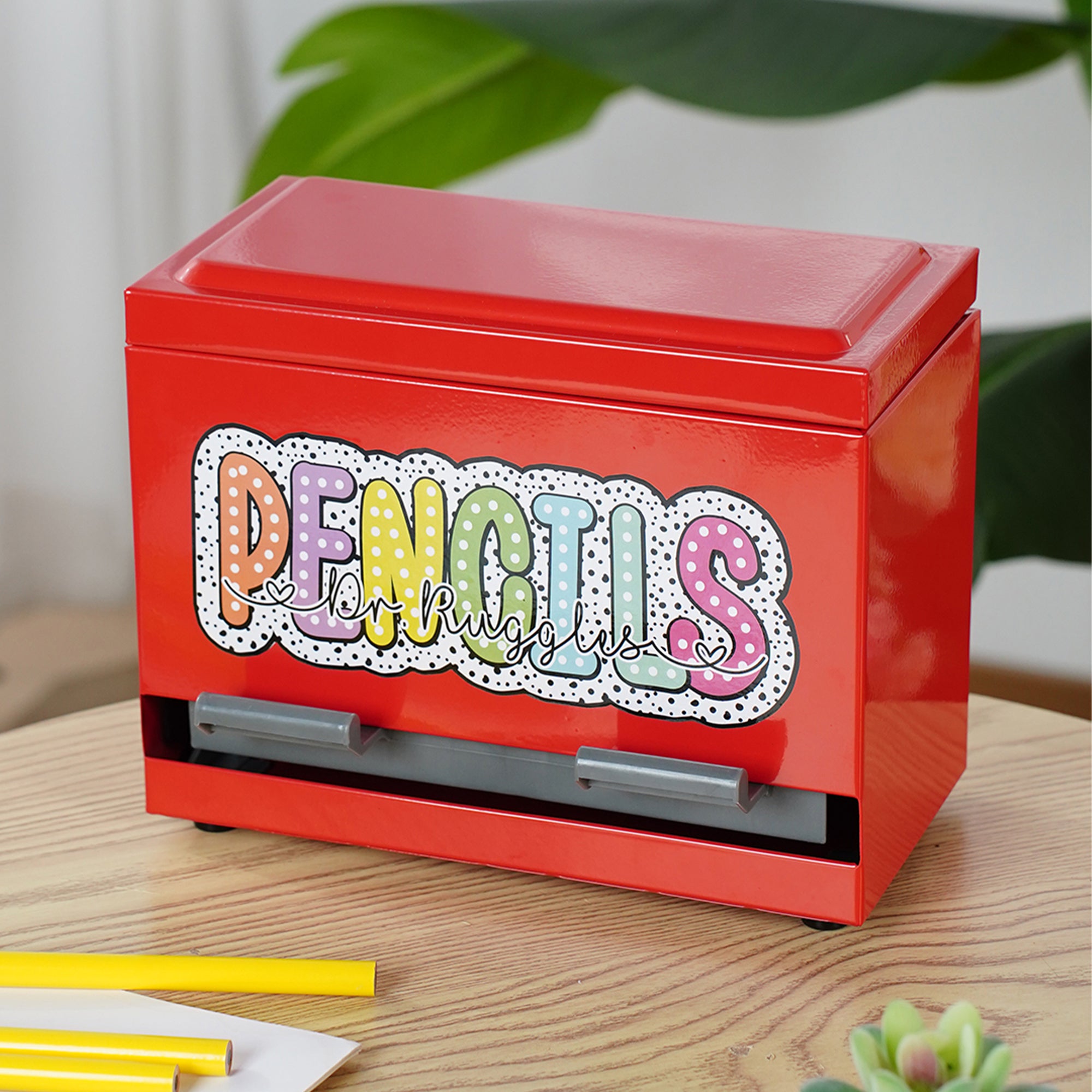 Dispensador de lápices personalizado con puntos dálmatas y texto Decoración de aula Regalo de agradecimiento por la vuelta al cole para un profesor