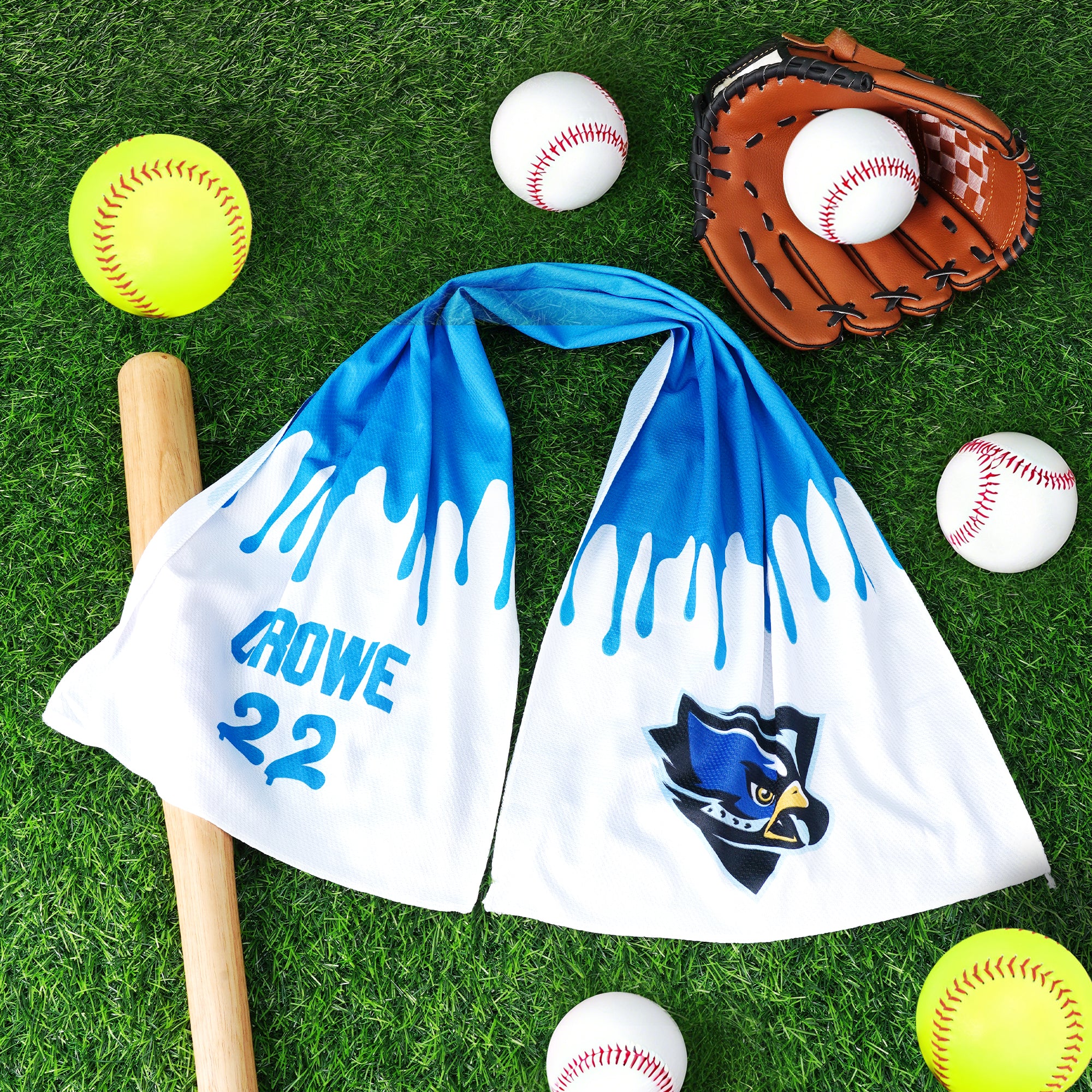 Toalla personalizada con nombre y número de equipo para el día del partido de béisbol, fútbol o baloncesto.