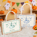 Personalizada Murciélago Calabaza Fantasma Toile De Joey Bolsa de Yute Grande con Nombre Truco o Trato Fiesta de Halloween Regalo para Niños Mujeres