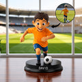 Personalizada de dibujos animados de fútbol Niños Foto Figurita Ornamento con Nombre Escritorio Decoración Equipo Regalo de cumpleaños para los niños amantes del fútbol