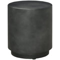 17" Concrete Finish Round Side Table with Adjustable Feet, Charcoal Grey