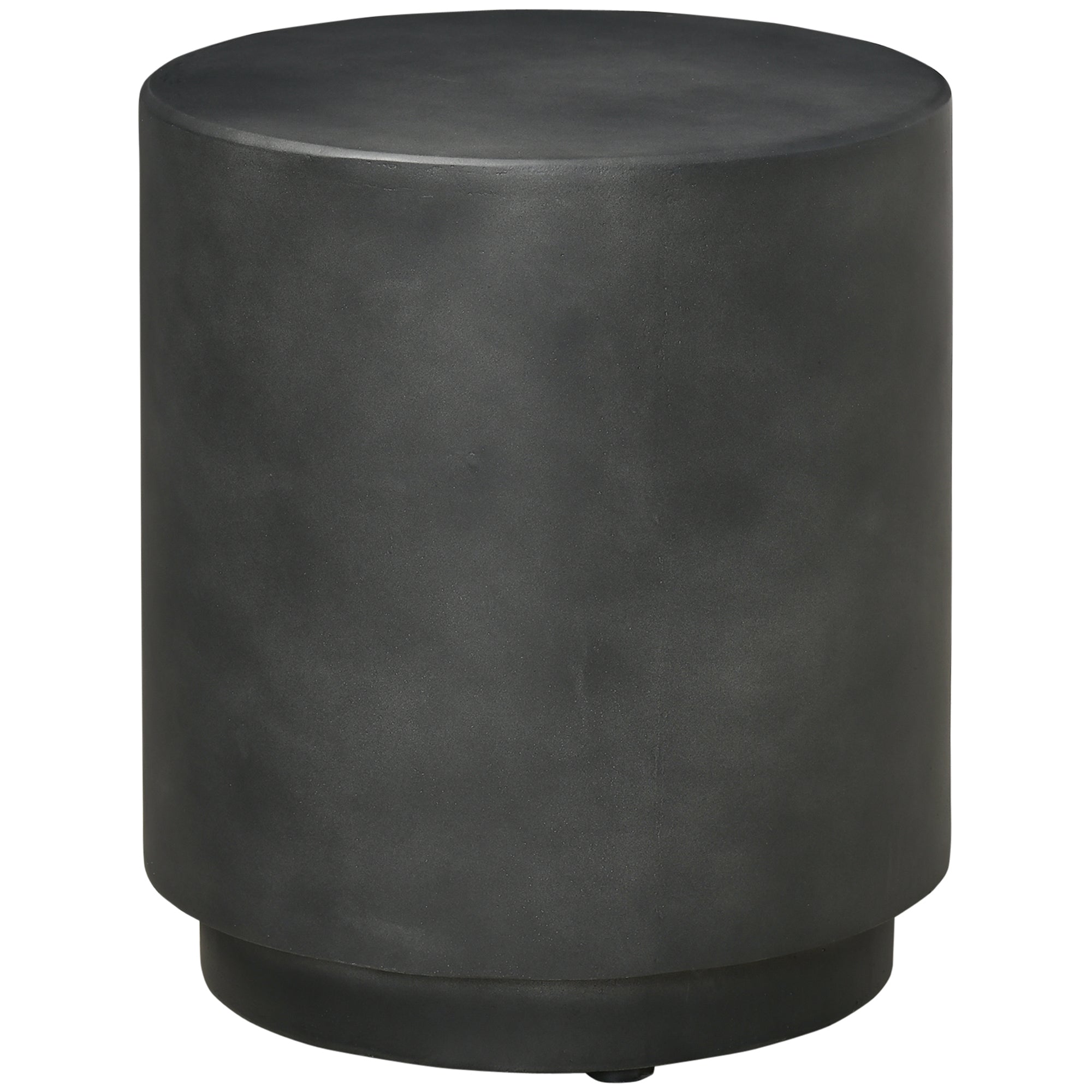 17" Concrete Finish Round Side Table with Adjustable Feet, Charcoal Grey