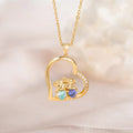 Personalizado Corazón 2 Highland Vacas Birthstones Collar Dainty Joyería Cumpleaños Aniversario Regalo para Parejas Amigos Highland Cow Lovers
