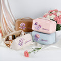 Personalizado Nacimiento Flor PU Cuero Amplia Apertura Bolsa de Maquillaje con Nombre Viaje Esencial Uso Diario Cumpleaños Regalo para Mujeres