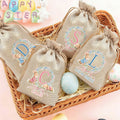 Guirnalda personalizada arco lindo conejo inicial bolsa de regalo de caramelo de cordón con el nombre de Pascua Holiday Party Favors Regalo para Niños Niñas