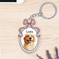 Llavero personalizado con lazo multicolor en estilo pintura al óleo y acuarela con foto de mascota y nombre Cumpleaños Aniversario Regalo para dueños de mascotas