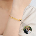 Personalizada Foto Proyección Diseño Cadena Ajustable Pulsera con Nombre Dainty Joyería Día de la Madre Memorial Day Regalo para Mamá Abuela