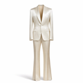 After Dark Silk Suit in Champagne