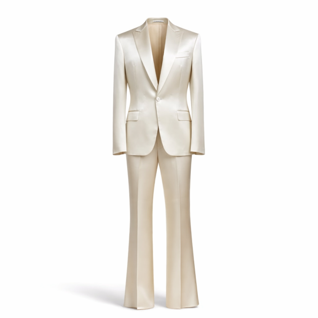 After Dark Silk Suit in Champagne