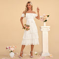 Bridal Wedding Dress White Sleeveless Short Off the Shoulder A-line Chiffon
