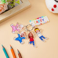 Llavero Acrílico Personalizado 1-4 Niños Cara Foto Dibujos Animados con Nombre y Etiqueta Papá Día del Padre Cumpleaños Regalo para Papá Familia