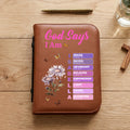 Personalizado Dios dice que soy el nacimiento de la flor de la mariposa de la PU de cuero Biblia cubierta con cremallera y asa de transporte Bautismo Día Religioso de regalo para las mujeres