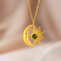 Personalizada delicada Luna y el Sol Colgante Collar con piedra de nacimiento Día de San Valentín Cumpleaños Aniversario Regalo para Mujeres Novias Esposas