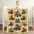 Manta blanda personalizada con el nombre Dinosaur Truck Adventure Design Home Decor Christmas Birthday Gift for Kids Dinosaur Truck Lovers