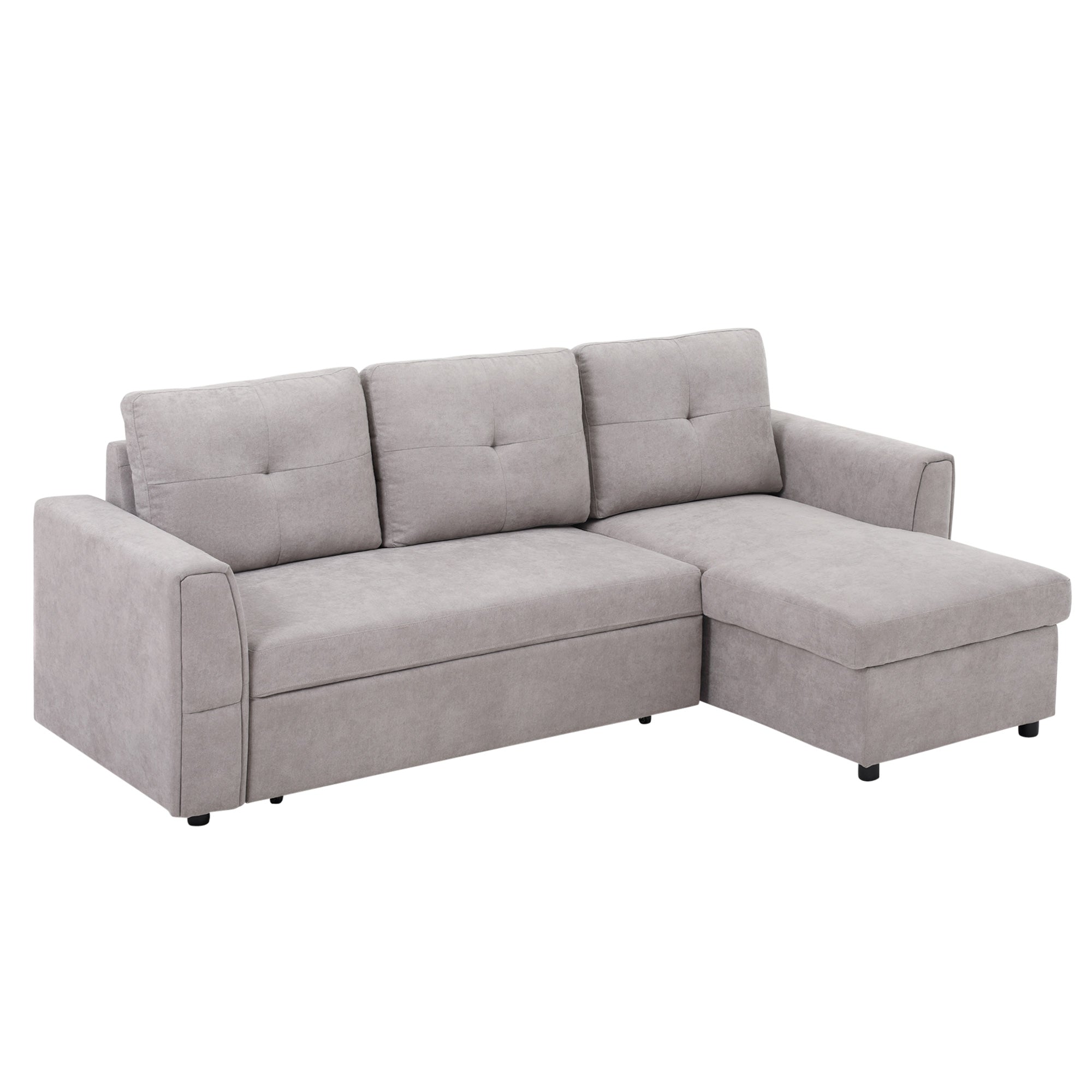 3 Seater Sofa Bed, L Shaped Pull Out Sofa Bed with Storage  for Living Room, Grey