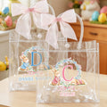 Lazo personalizado conejo inicial transparente bolsa de regalo con el nombre de Pascua Fiesta de Regalos para Niños Niñas