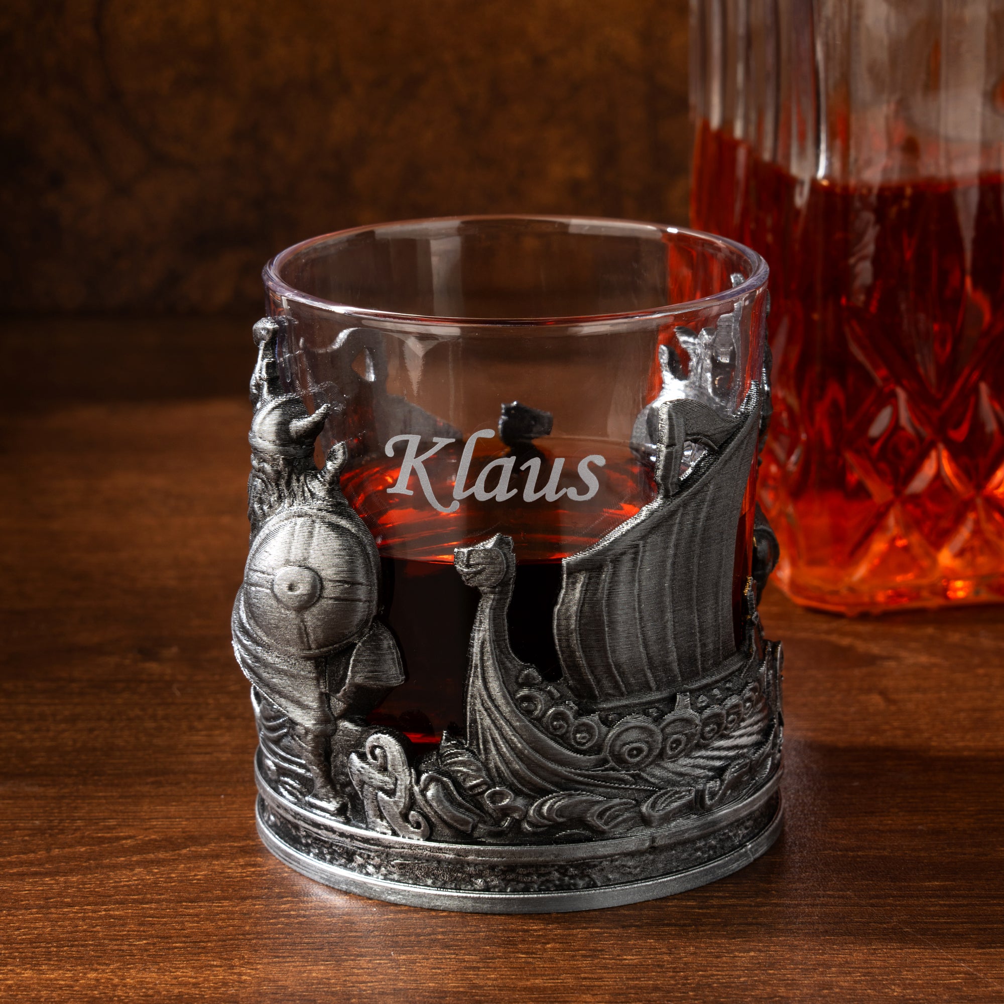Vaso de whisky personalizado estilo nórdico vikingo de 10 oz con base gruesa y nombre Regalo de cumpleaños para el Día del Padre para hombre
