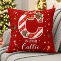 Personalizado Candy Cane Initial Soft Throw Pillow Cover with Name Home Decor Christmas Gift for Friends Family