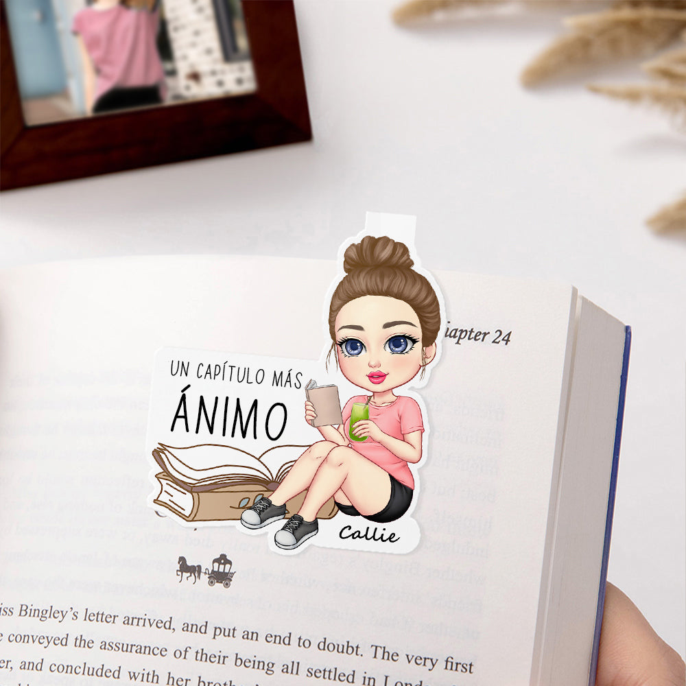 Marcapáginas magnético personalizado con personaje de dibujos animados nombre y texto regalo de cumpleaños para amantes de los libros