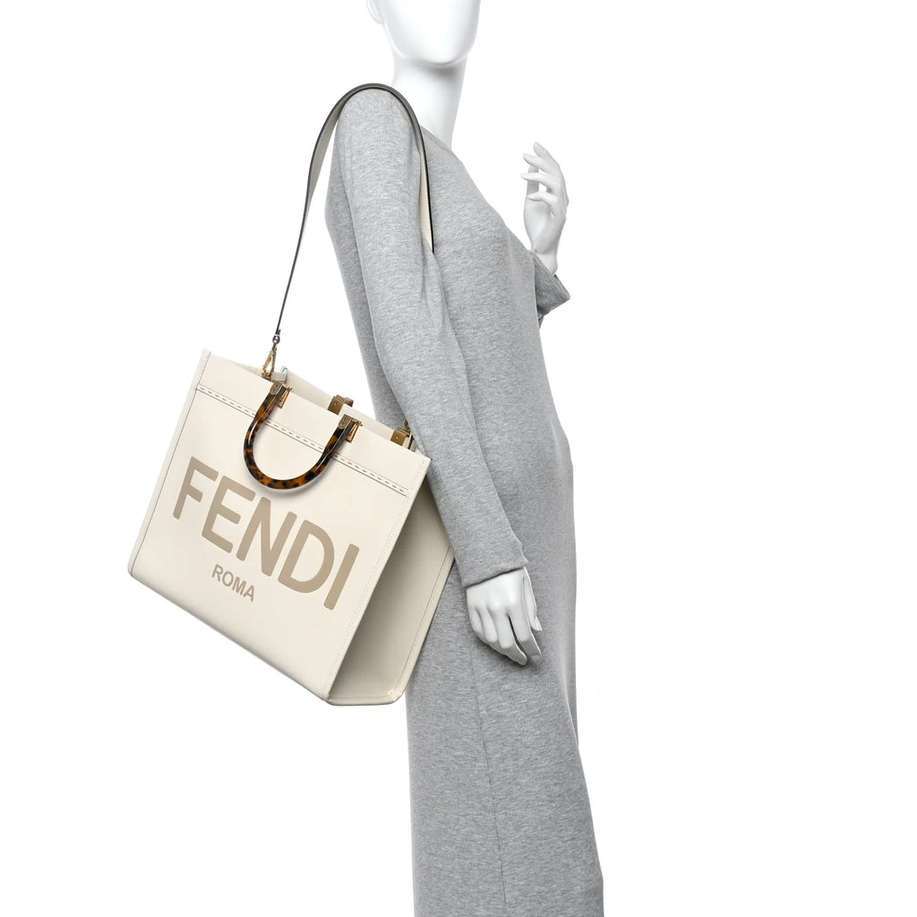 Fendi Vitello King Plexiglass Medium Fendi Sunshine Shopper Tote White Ice