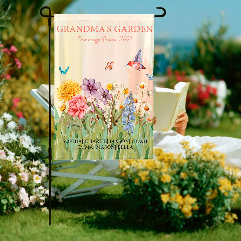 Personalizada 2-15 Flores de Nacimiento Bandera de Jardín con Nombres Apodo y Año Decoración de Jardín Día de la Madre Cumpleaños Regalo para Mamá Abuela