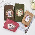 Personalizada Acuarela Retrato de Mascota Vintage Floral Marco PU Cuero Nombre Plegado Billetera y Tarjetero Regalo de Cumpleaños para Mujeres Amante de las Mascotas
