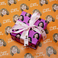 Personalizado Funny Face Foto Multicolor Papel de Envolver con Texto Navidad Cumpleaños Vacaciones Favor Embalaje para Amigos de la Familia