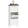 Narrow Shoe Cabinet with 3 Flip Drawers, Shelves, Holds 12-18 Pairs, White