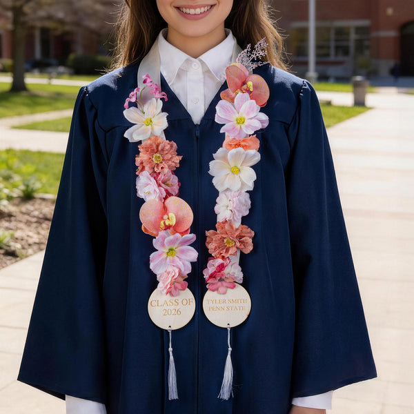 Personalizado Clase de 2026 Floral Graduación Estola Lei Faja con Texto y Año Ceremonia de Graduación Accesorios Fiesta de Graduación Regalo para Graduados