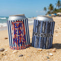 Funda isotérmica personalizada para lata de cerveza con nombre Sardina Caballa Platija Rayas Fiesta en la playa Regalo de cumpleaños para entusiastas de la pesca