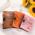 Girasol personalizado PU cubierta de la Biblia de cuero con asa de transporte y el nombre de Oración Bautismo Regalo religioso para los cristianos