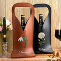 Personalizado madre de la flor del nacimiento de efecto perla bolsa de vino de cuero de PU con el nombre y el mango de protección de vino Accesorios Cena Fiesta Regalo para el amante del vino