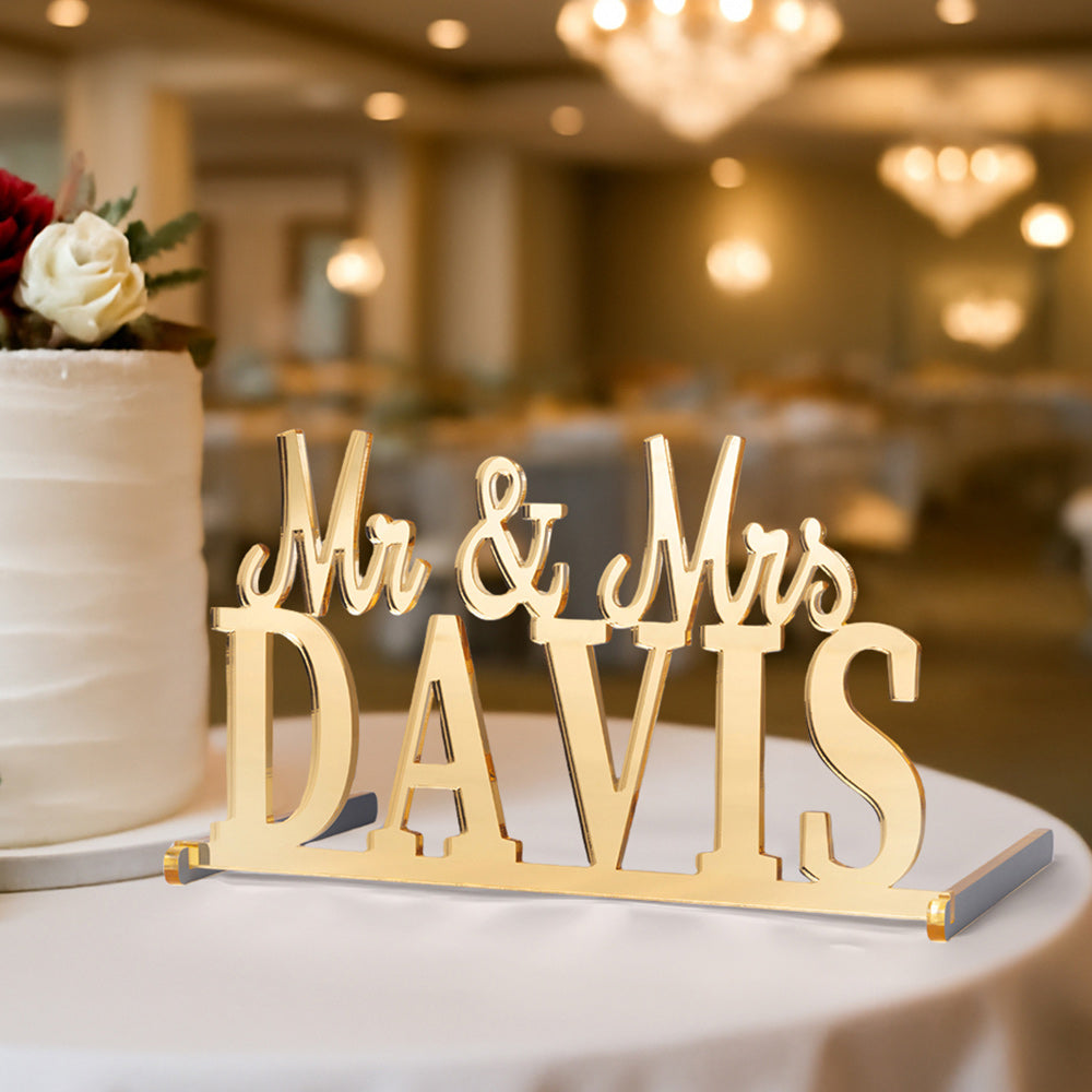 Signo personalizado de Sr. y Sra. con apellido Escritorio de fiesta Decoración de boda Regalo para recién casados
