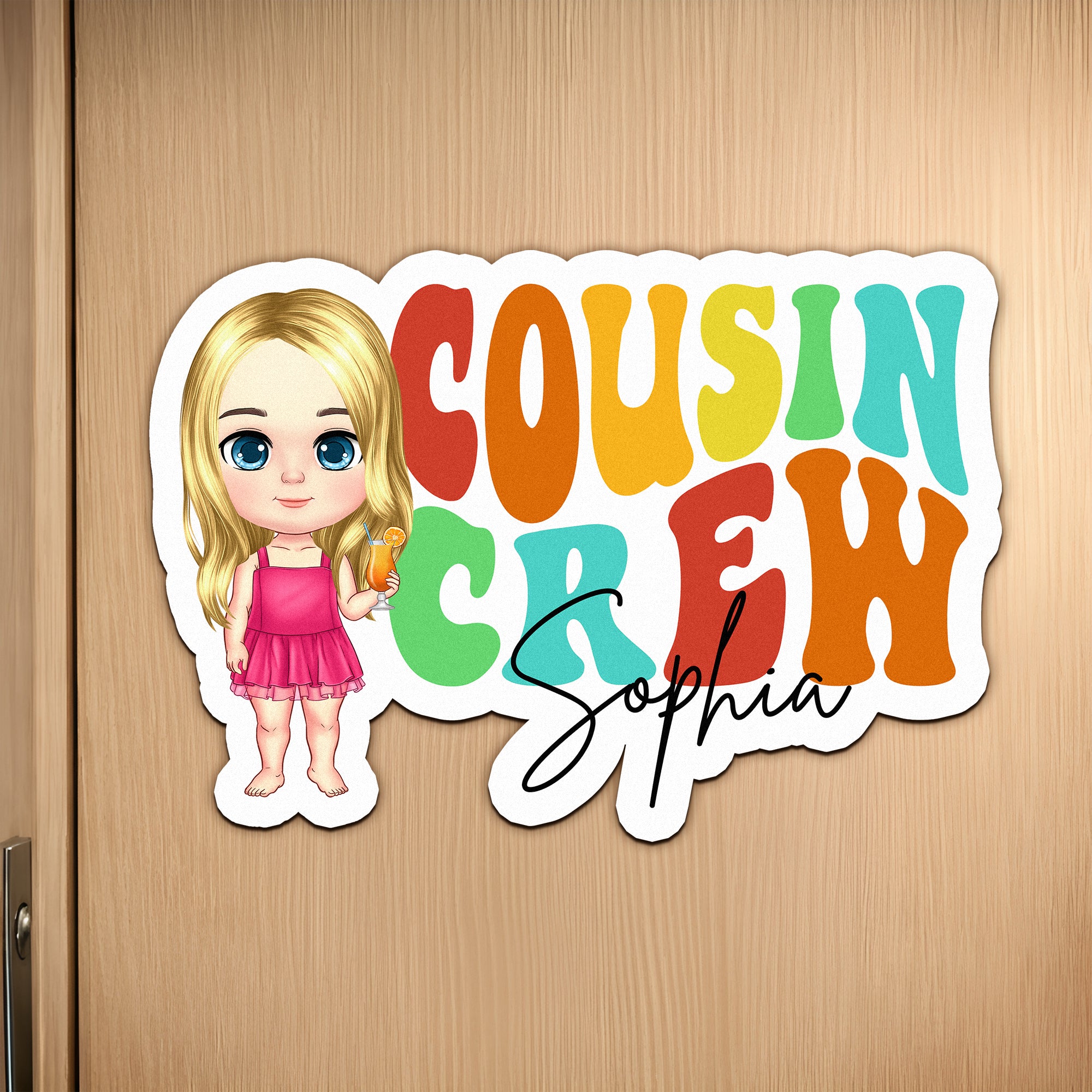 Primo Personalizado Crew Cartoon Character Nevera Crucero Imán con Nombre Home Decor Cumpleaños Verano Viaje Regalo para Niño Primo