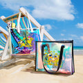 Leopardo de cola larga personalizado Marsupilami Bolsa holográfica transparente con nombre Regalo de cumpleaños para mujer | Callie × Marsupilami